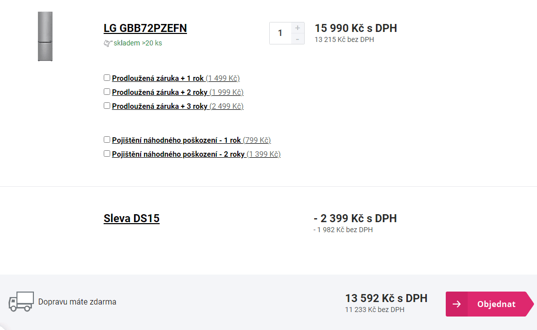 Komb. lednice LG, 277/107 l, 203 cm