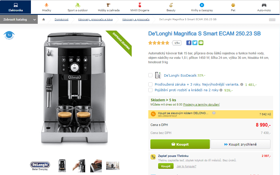 Automatický kávovar De'Longhi Magnifica S