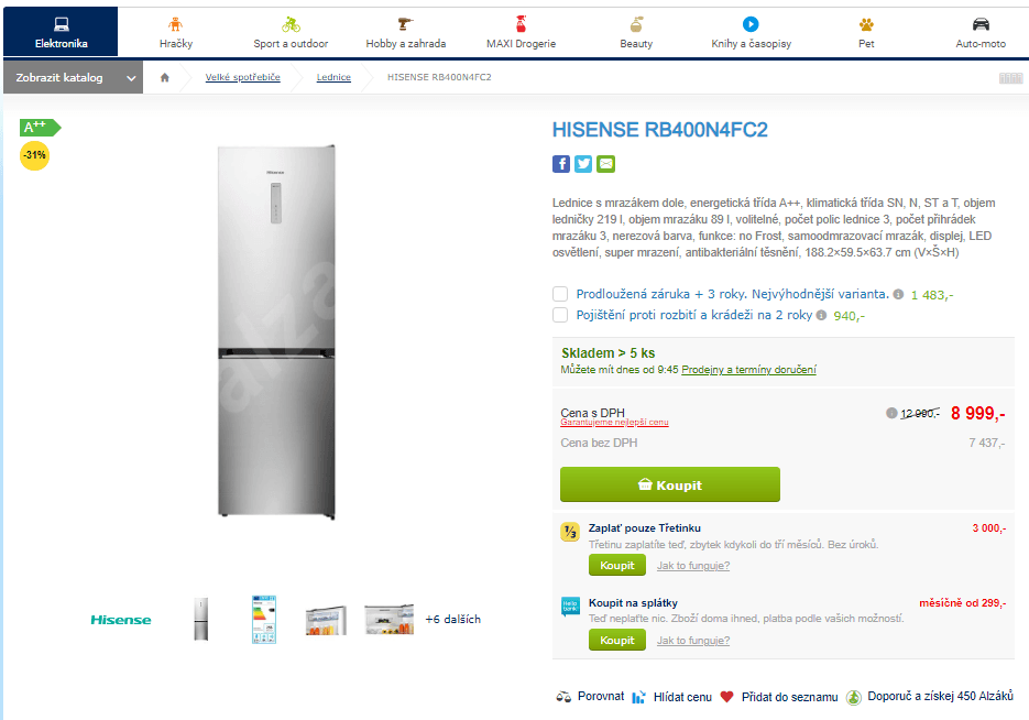 Komb. lednice Hisense, A+++, 188cm