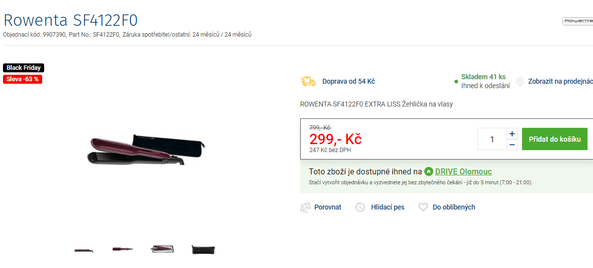 Žehlička na vlasy Rowenta SF4122F0