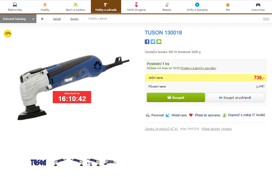 Multifunkční oscilační bruska TUSON 130018