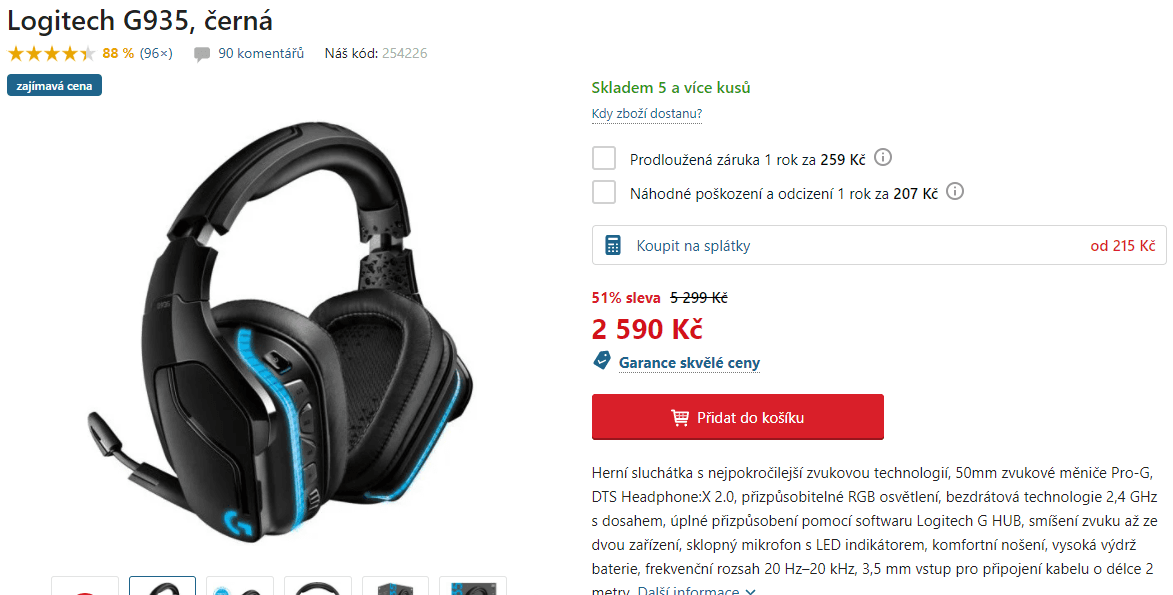 Herní BT sluchátka Logitech G935 7.1