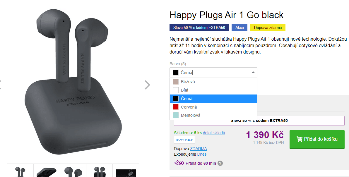 BT sluchátka Happy Plugs Air 1 Go
