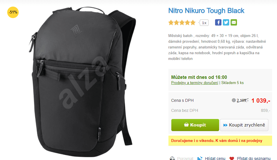Batoh Nitro Nikuro Tough, 26 litrů