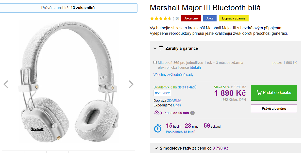 Bezdrátová sluchátka Marshall Major III, BT