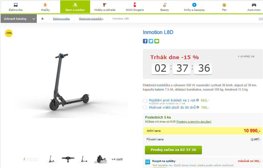 Elektrická koloběžka Inmotion L8D