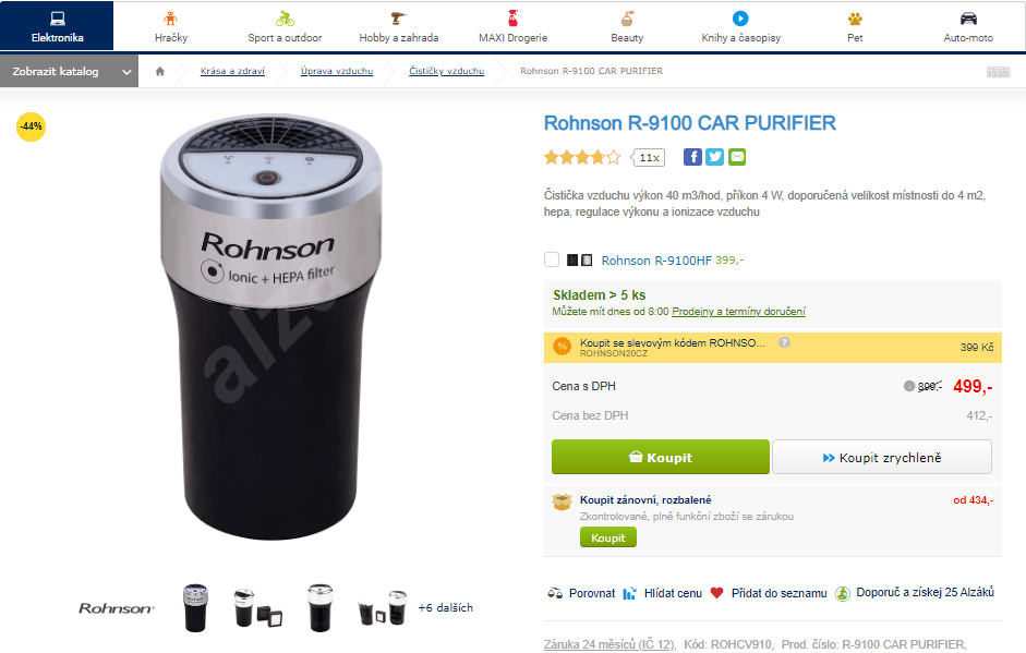 Čistička vzduchu do auta Rohnson R-9100