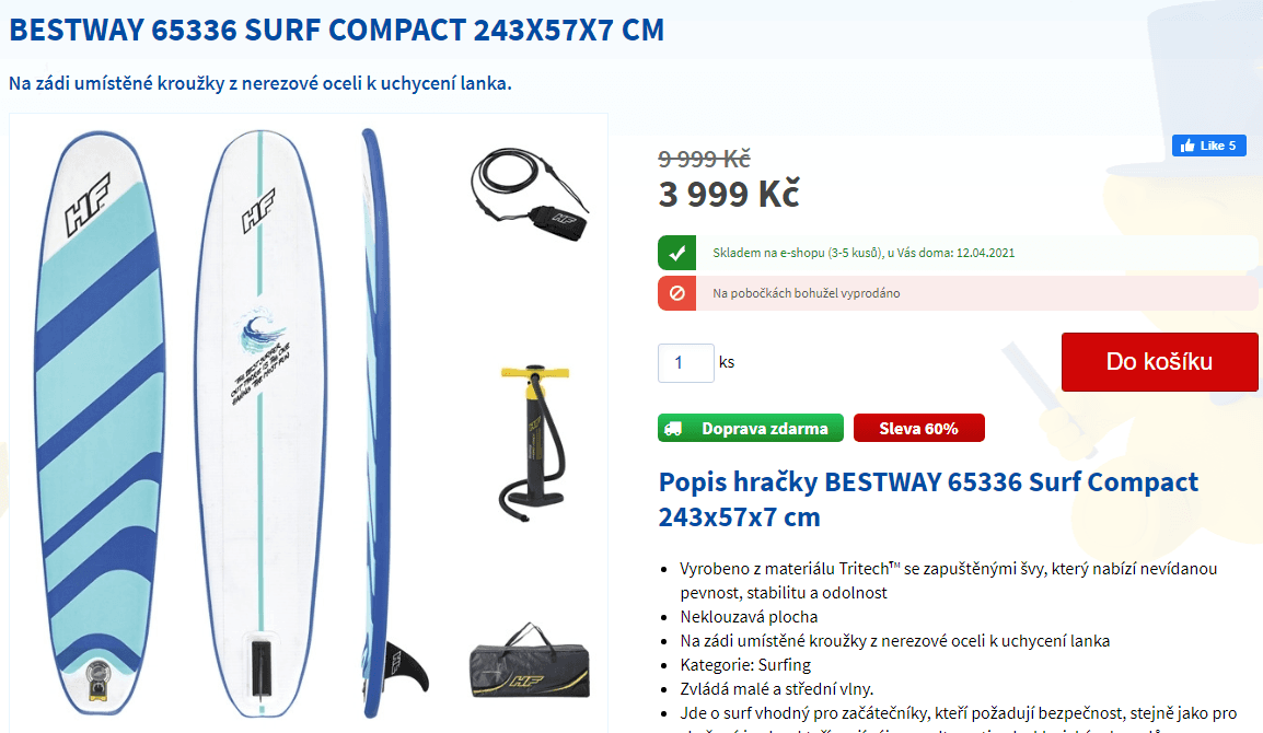 Paddleboard BESTWAY 65336 Compact