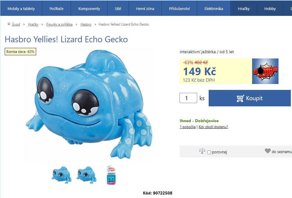 Interaktivní ještěrka Hasbro Yellies