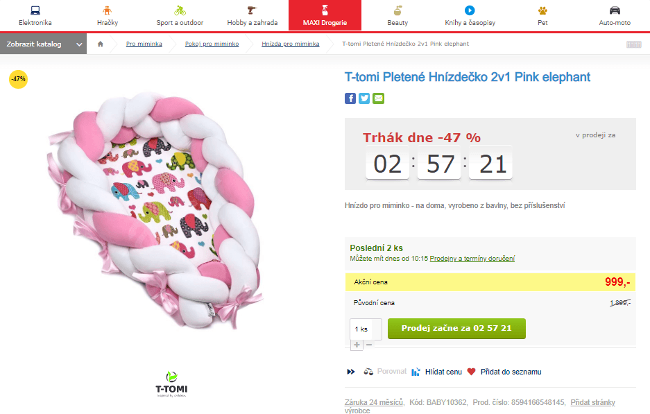 Pletené Hnízdečko T-Tomi 2v1 Pink elephant