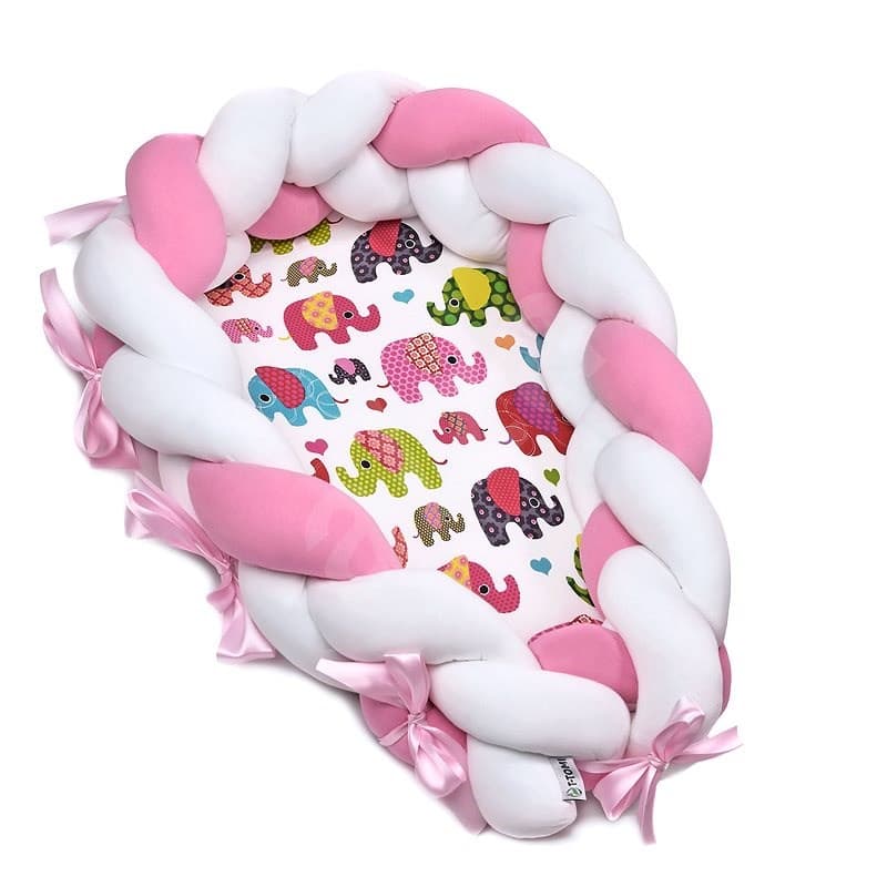 Pletené Hnízdečko T-Tomi 2v1 Pink elephant