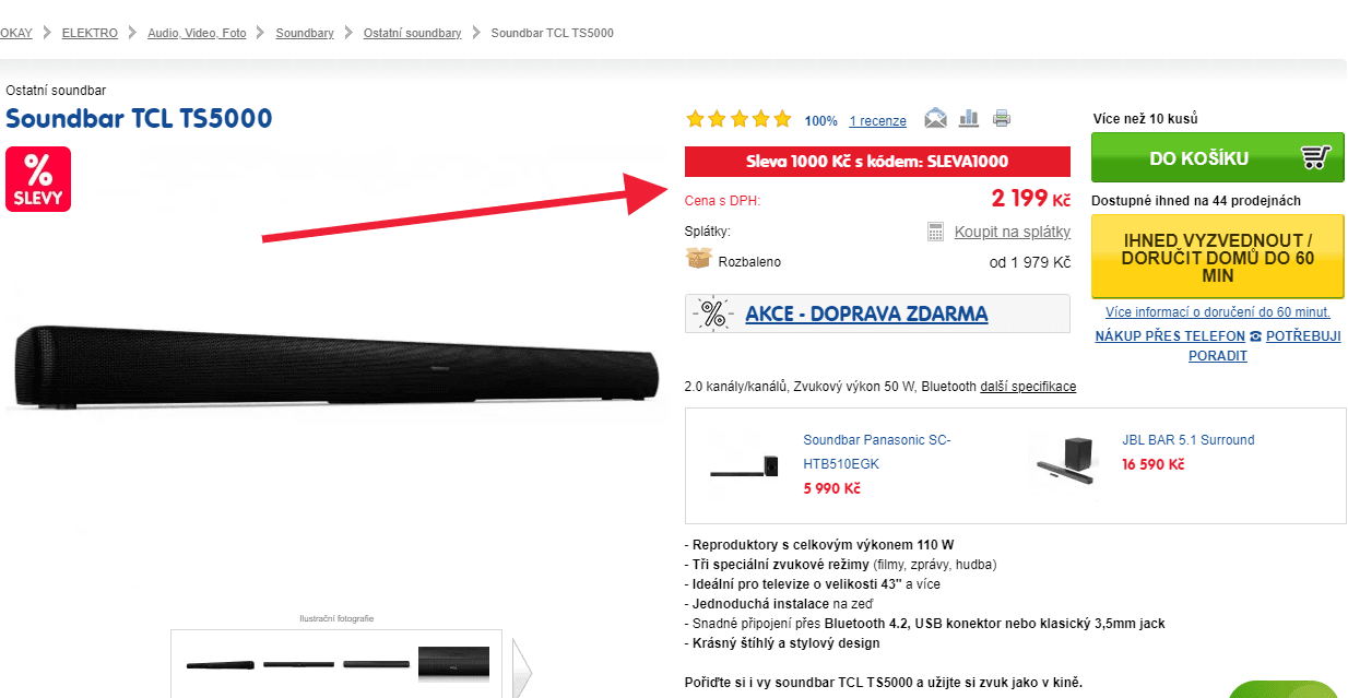 Soundbar TCL, 110 W, BT