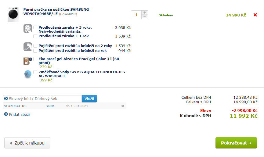 Parní pračka se sušičkou 9/6kg, 1400 Samsung