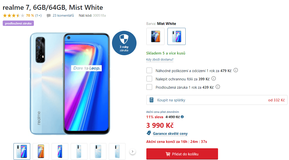 Realme 7, 8x 2,05GHz, 6GB RAM, 6,5"