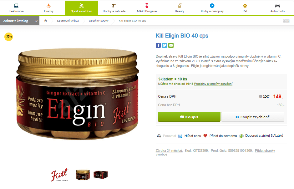 Doplněk stravy Kitl Eligin BIO 40 cps