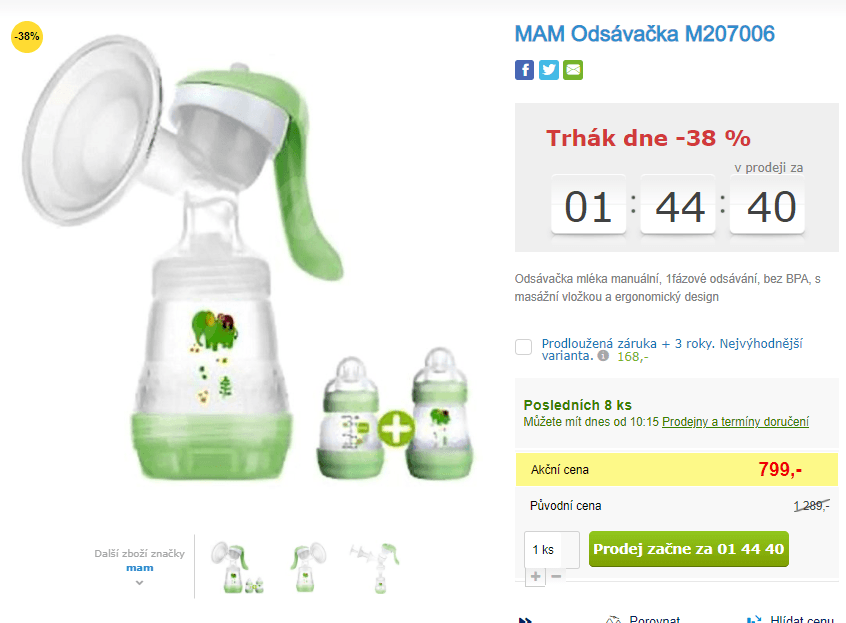 Manuální odsávačka MAM + 2 láhve