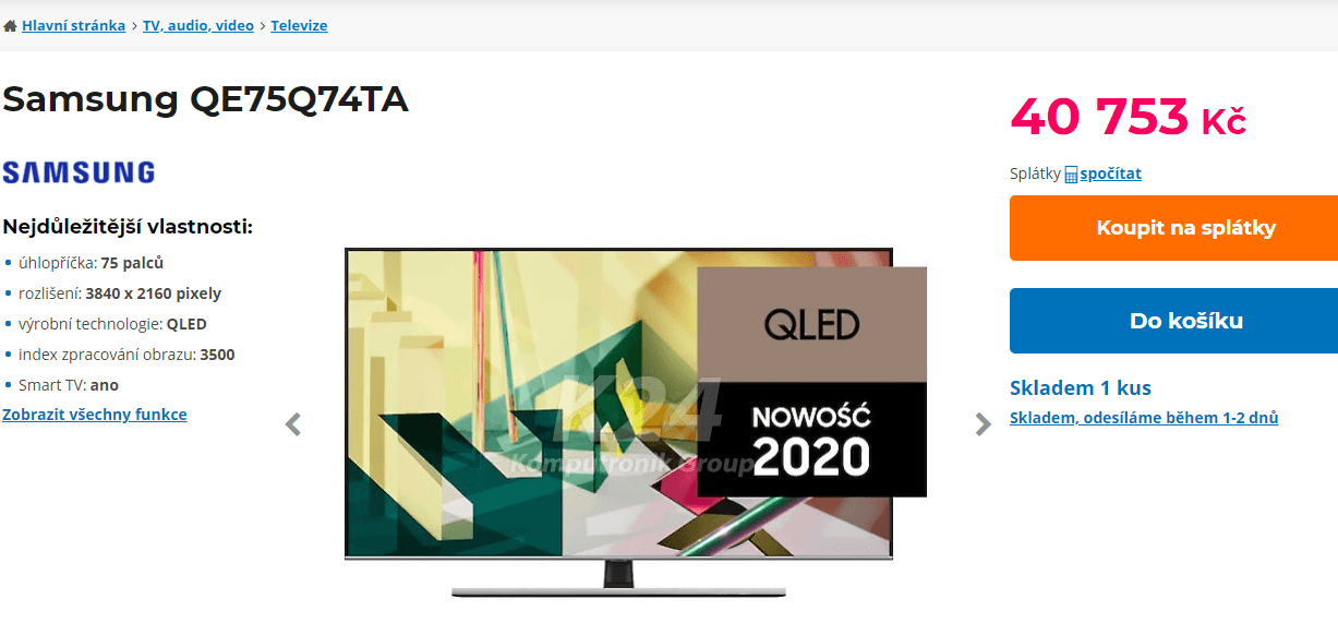 QLED 4K, 100Hz, 189cm, Samsung