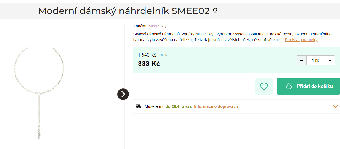 Náhrdelník Miss Sixty, SMEE02