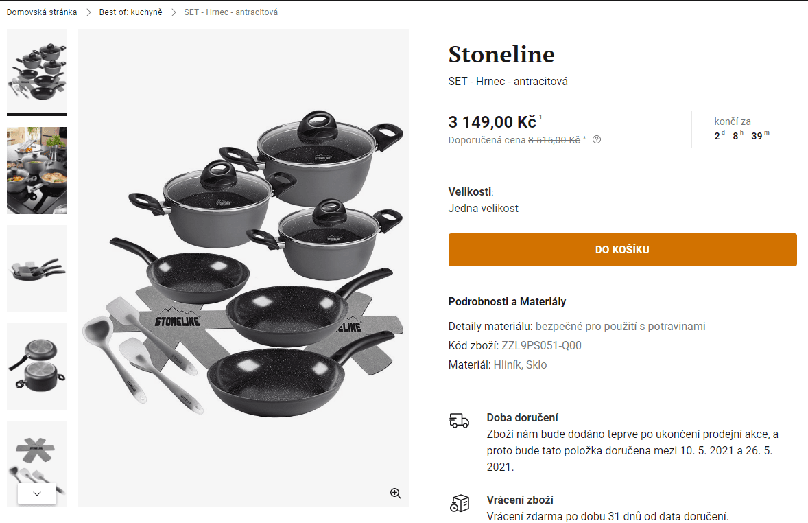 Sada nádobí Stoneline / hrnce + pánve