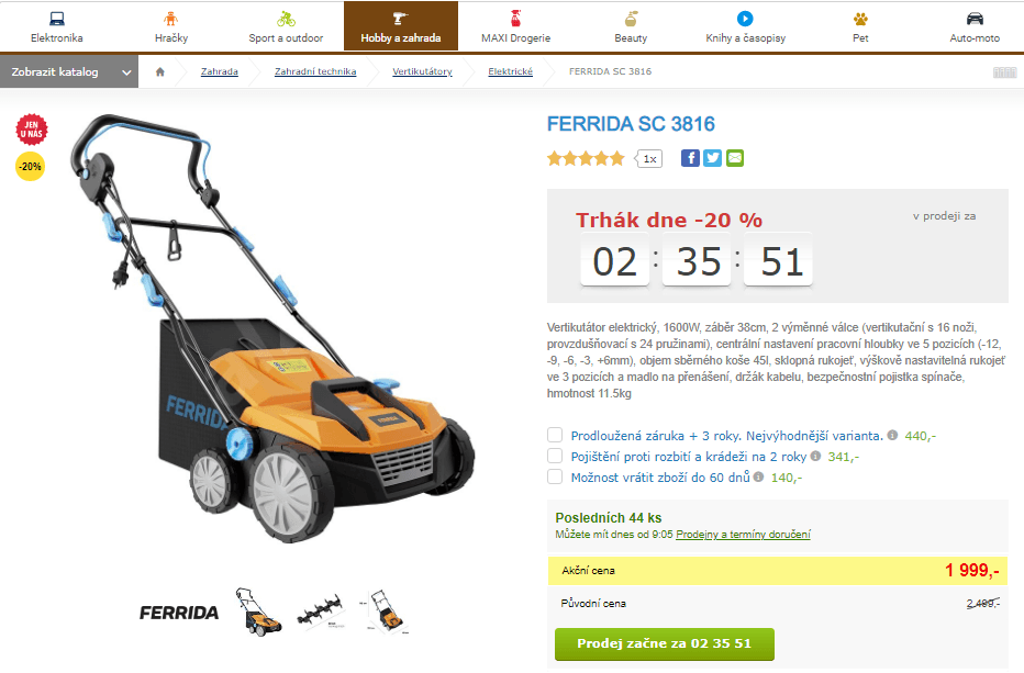 Vertikulátor elektrický Ferrida SC 3816