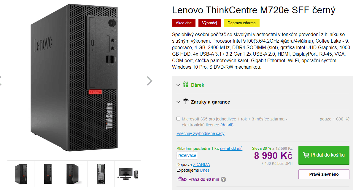 Lenovo, i3 až 4,2GHz, 4GB RAM, 1TB HDD