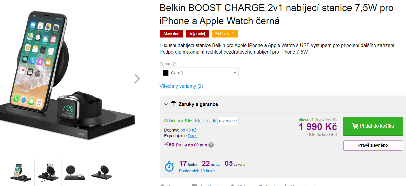 Nabíjecí stanice Belkin 2v1, Apple