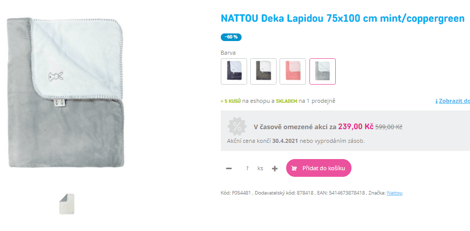 Dětská deka Nattou Lapidou 75x100 cm