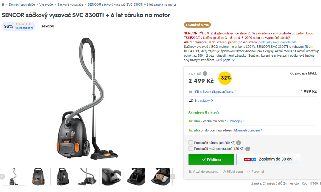 Sáčkový vysavač Sencor