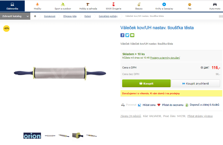 Váleček Orion kov/UH, nastavitelný