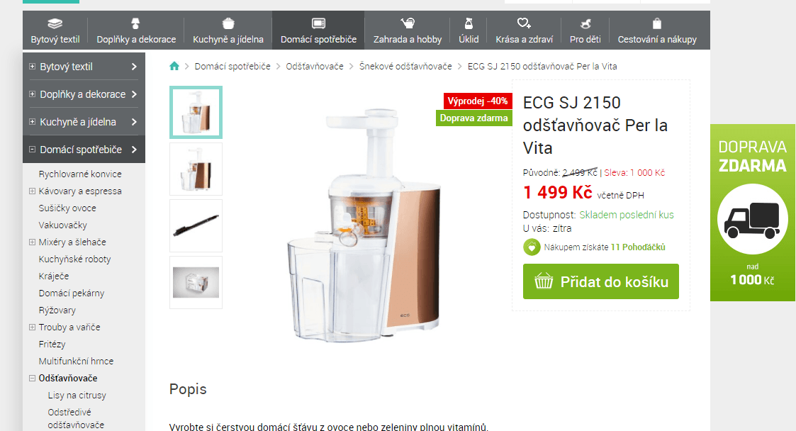 Šnekový odšťavňovač ECG Per la Vita
