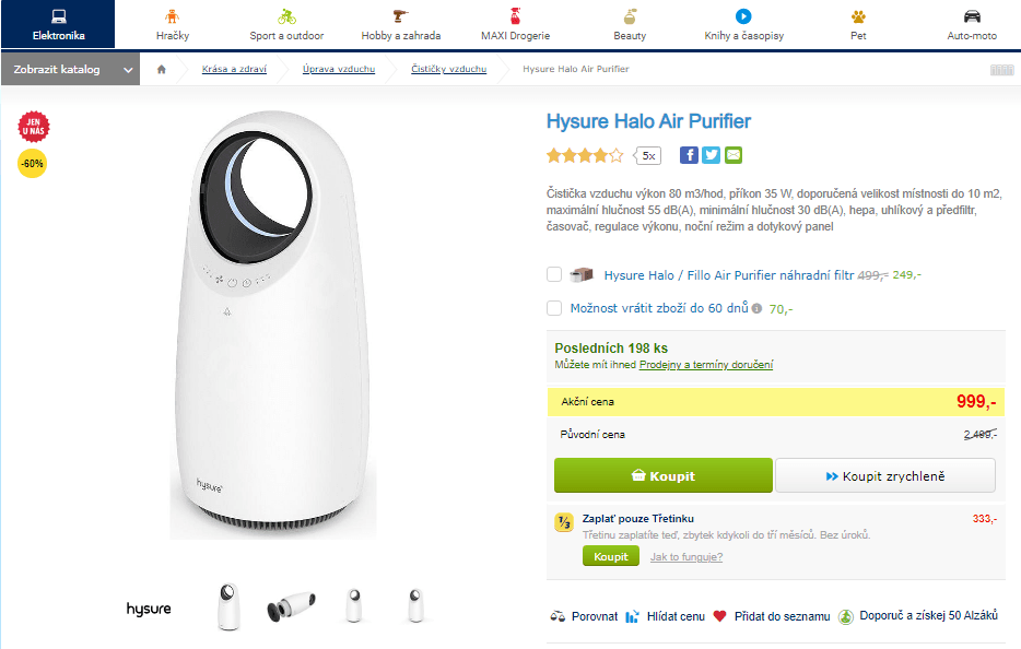 Čistička vzduchu Hysure Halo Air Purifier