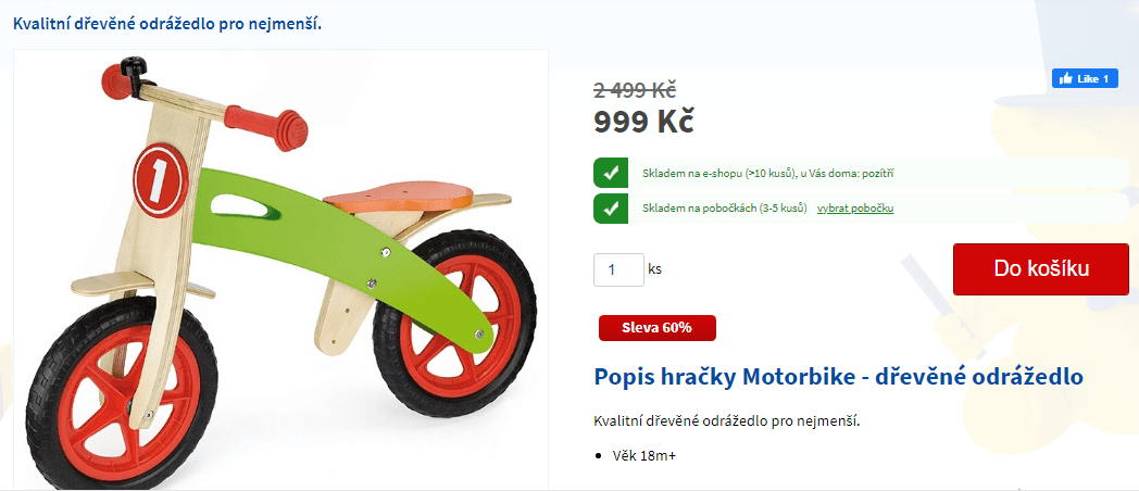 Dřevěné dětské odrážedlo Motorbike