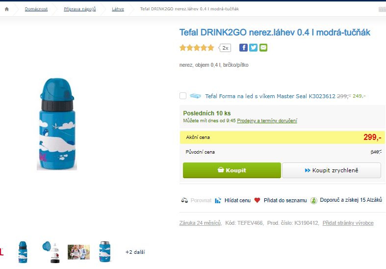 Nerezová láhev Tefal DRINK2GO 400 ml