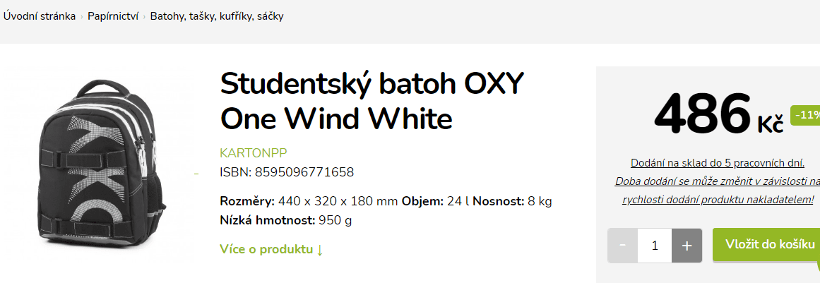 Studentský batoh OXY one Wind