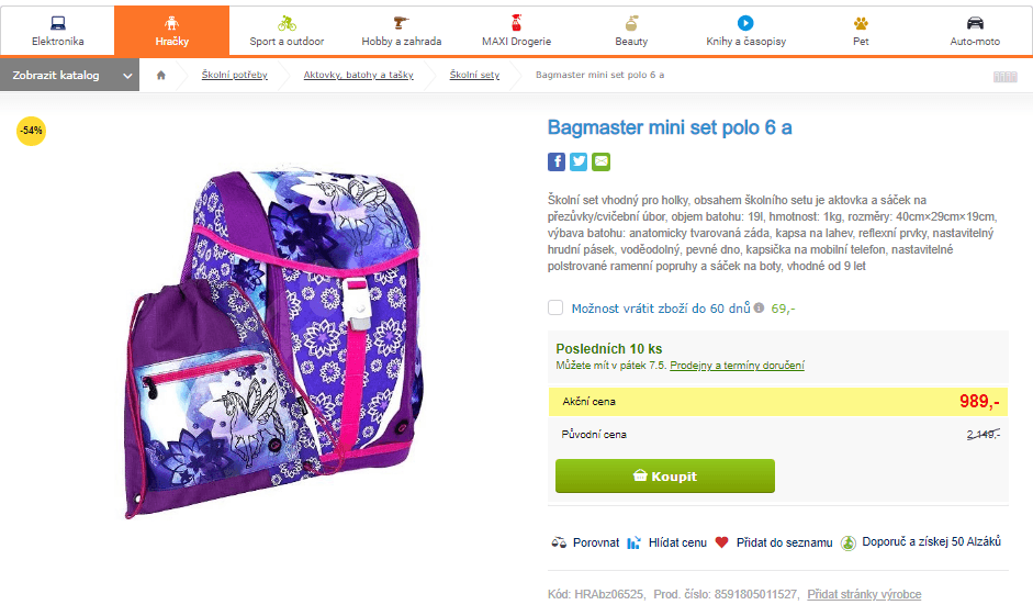 Školní set Bagmaster, 1. - 3. třída