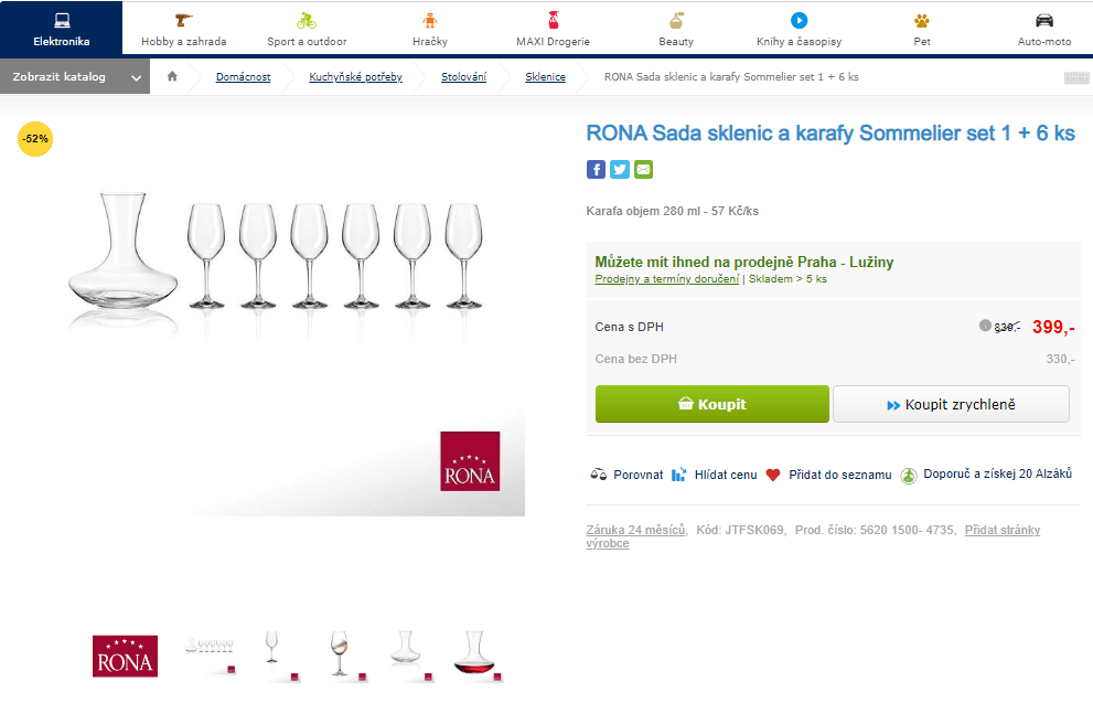 Sada sklenic a karafy RONA Sommelier 