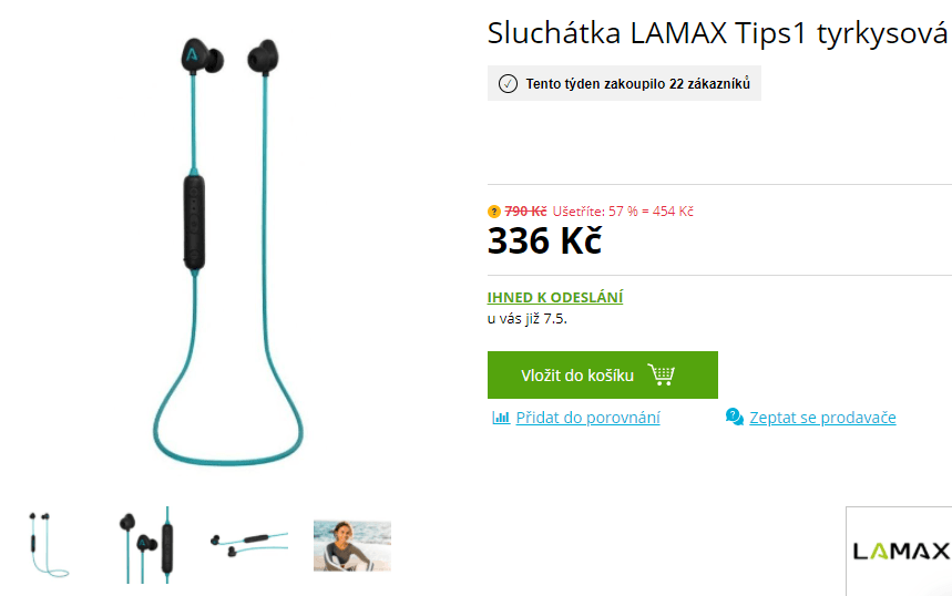 Špuntová BT sluchátka Lamax Tips1