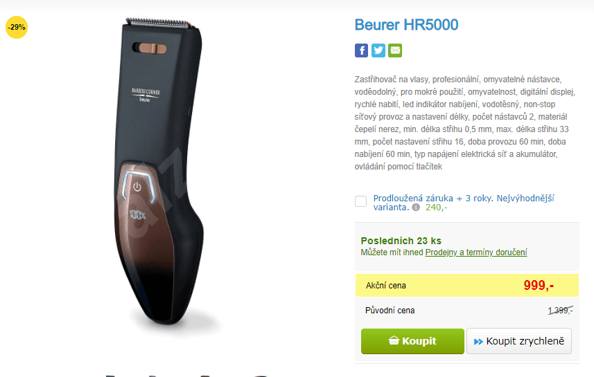 Zastřihovač vlasů Beurer HR 5000