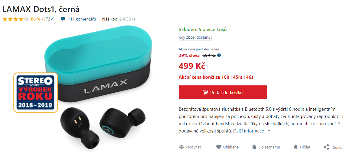BT sluchátka Lamax Dots1