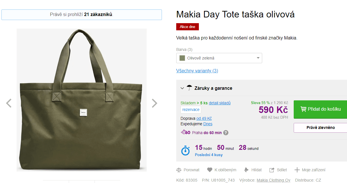 Velká tote taška Makia, 50x40 cm