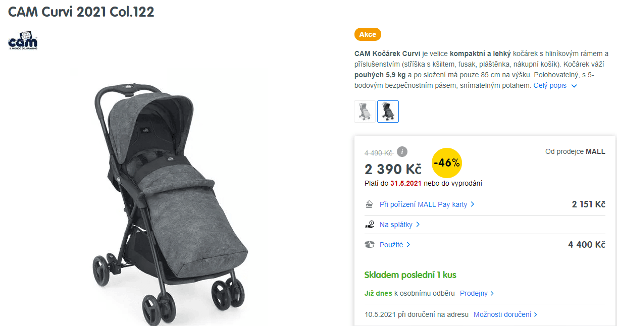 Sporťák CAM Curvi, 0-36 měsíců