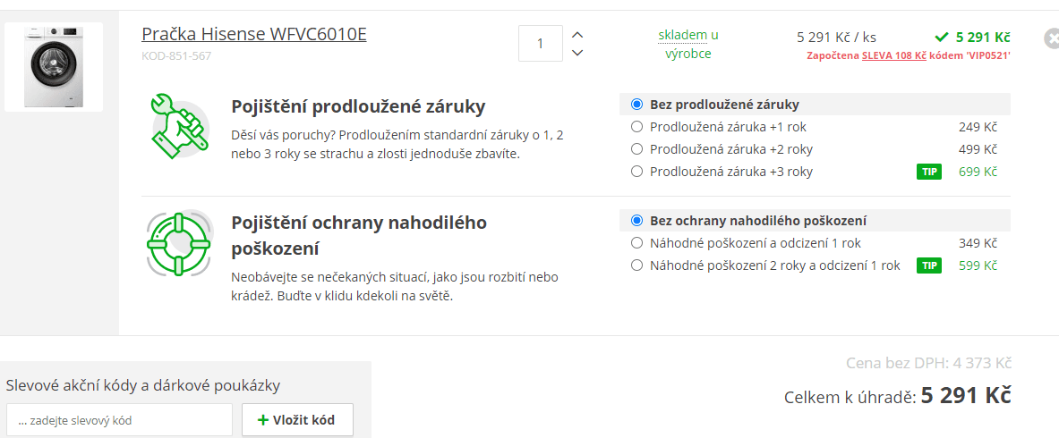 Pračka Hisense, 6kg, 1000 ot., 