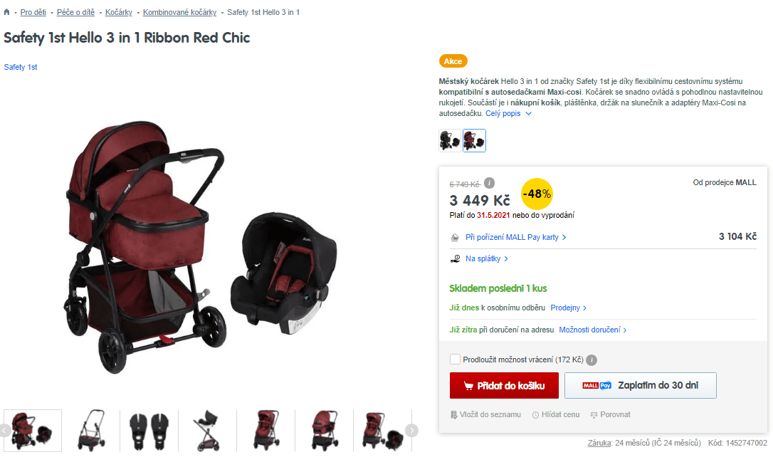 Městský kočárek Hello 3 in 1 Safety