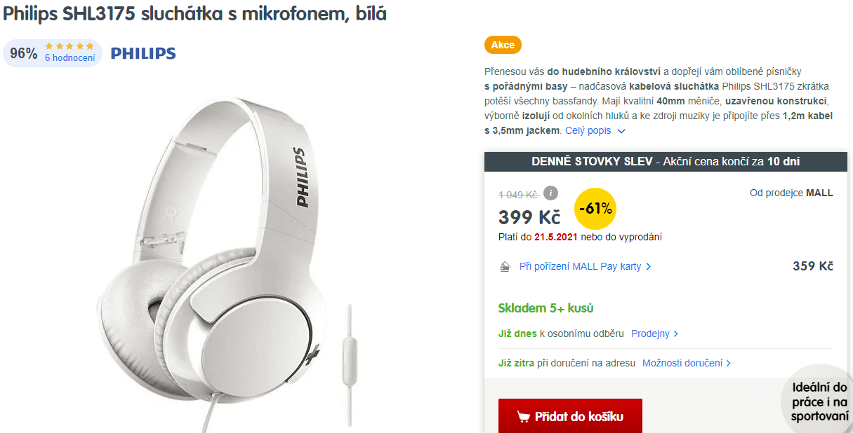 Sluchátka s mikrofonem Philips