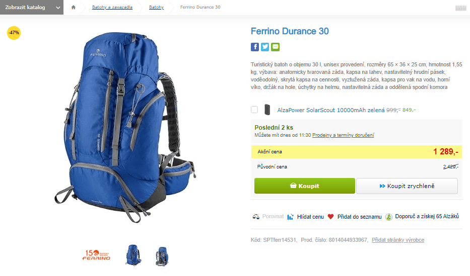 Turistický batoh Ferrino Durance 30