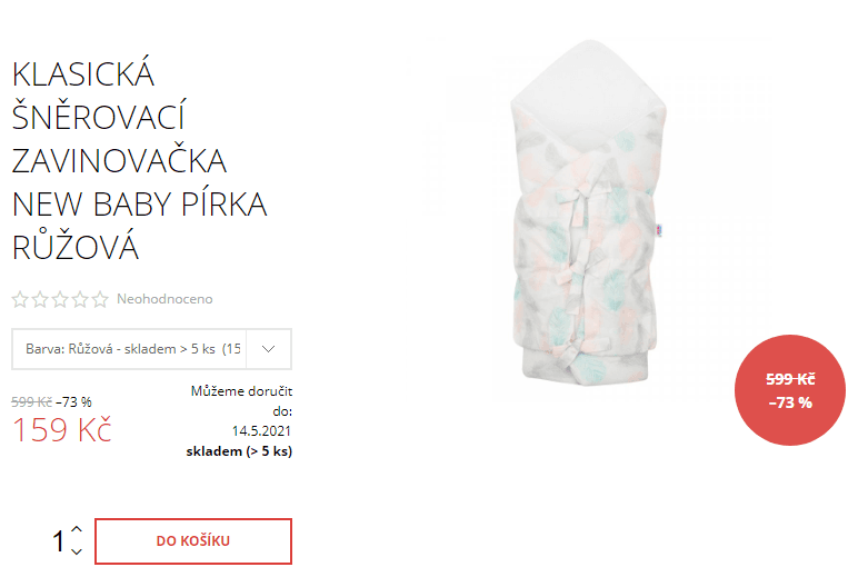 Zavinovačka New Baby Pírka růžová