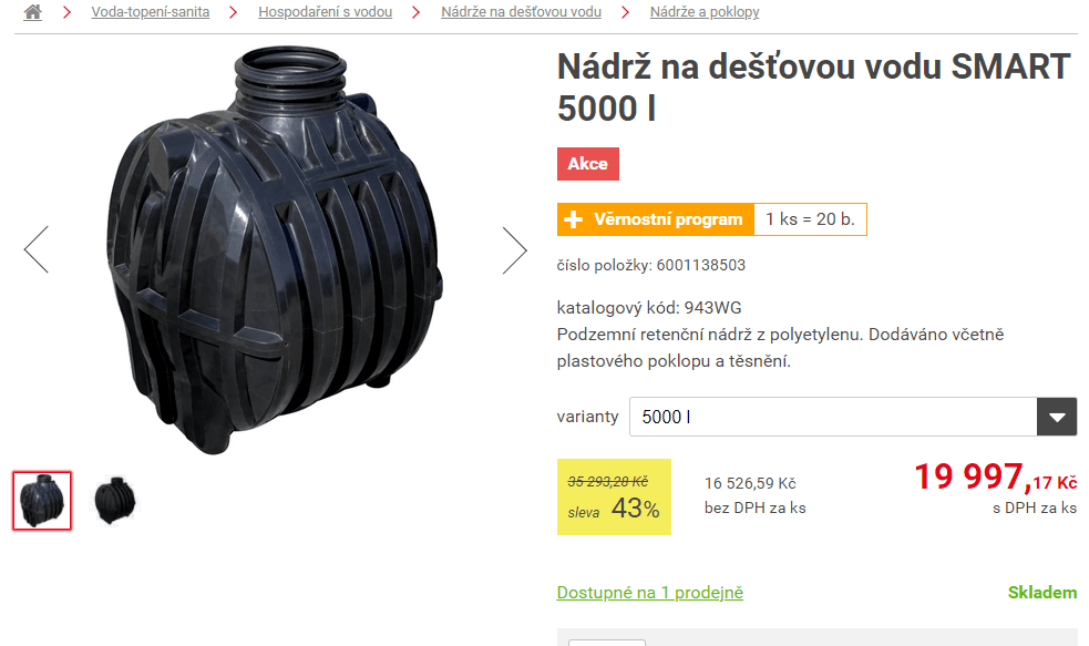 Nádrž na dešťovku 5000 litrů