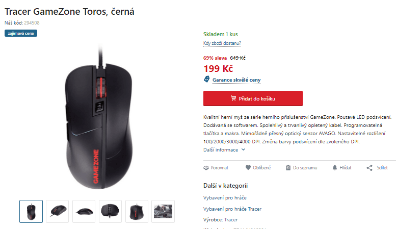 Herní myš Tracer GameZone Toros