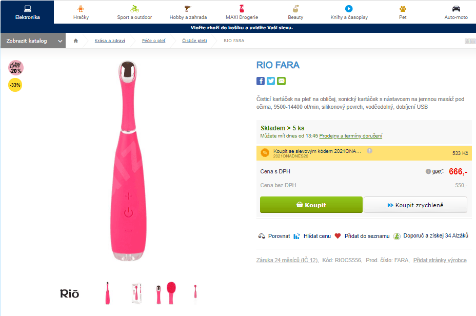 Čistící sonický kartáček RIO FARA