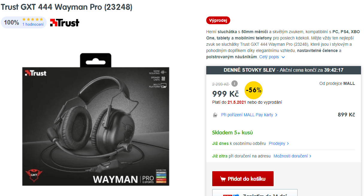 Herní sluchátka Trust GXT 444 Wayman Pro